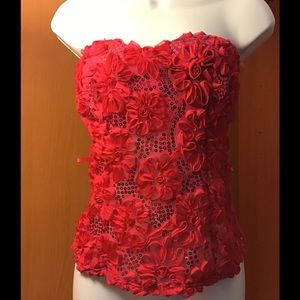 Pink Floral Strapless Top